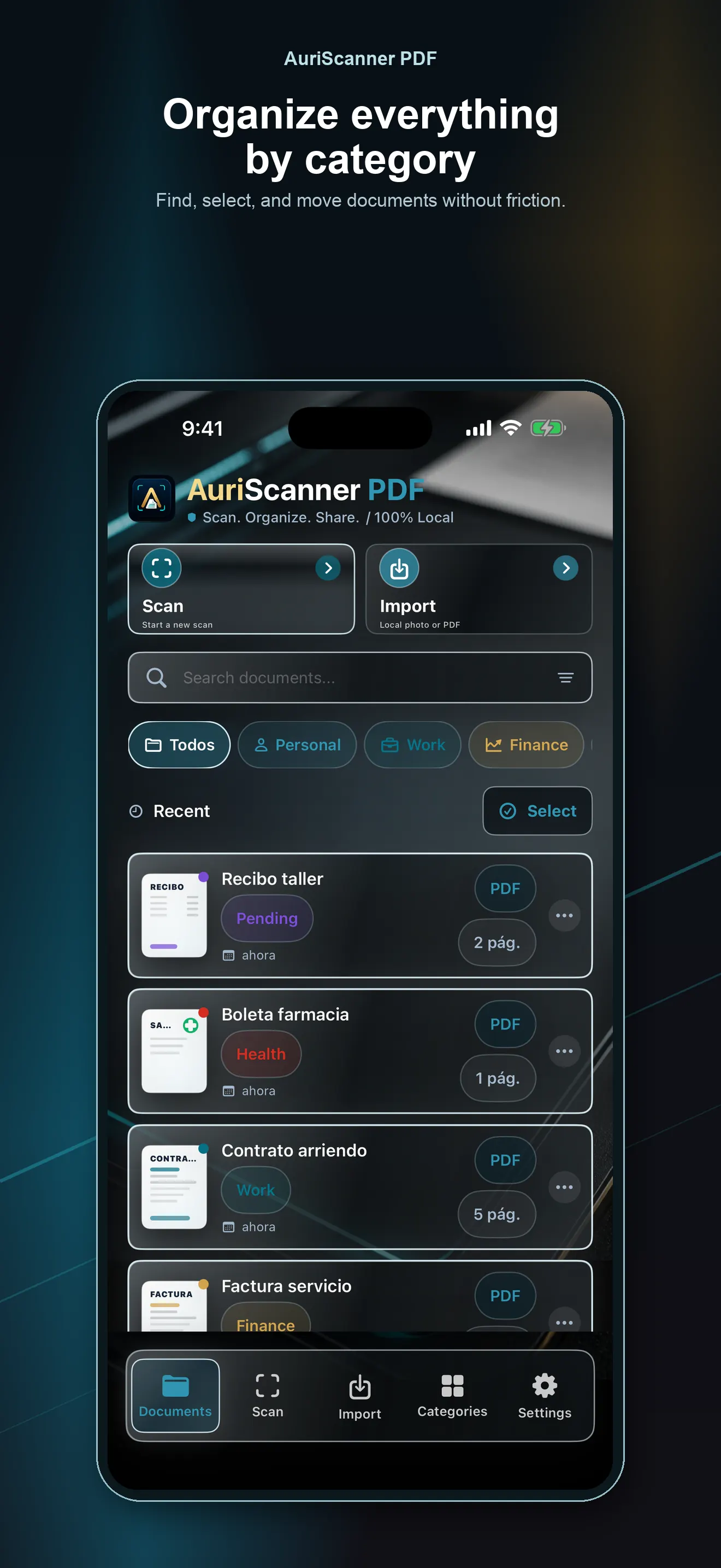 Document library in AuriScanner PDF